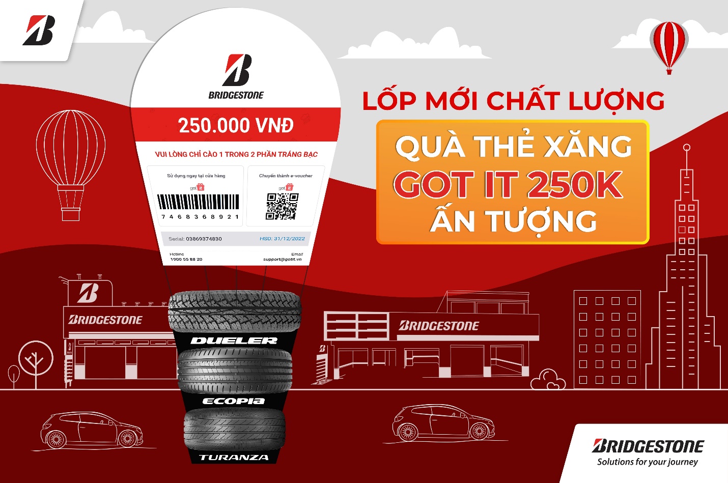 Chương trình khuyến mại giá vỏ xe nhận ngay voucher Got It 250k