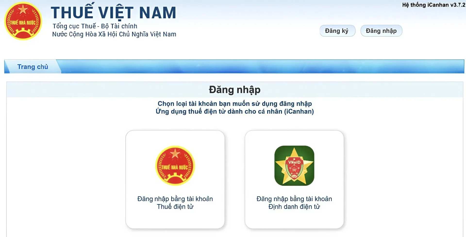 Chọn loại tài khoản muốn đăng nhập